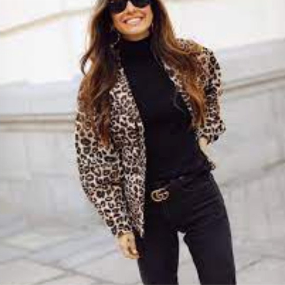 Anine Bing Flynn Leo Leopard Print Jacket XS | Flynn Utility Shirt Jacket Cotton - Picture 9 of 14